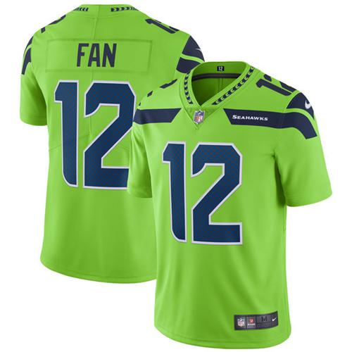 Seahawks #12 Fan Green Men's Stitched Limited Rush Jersey