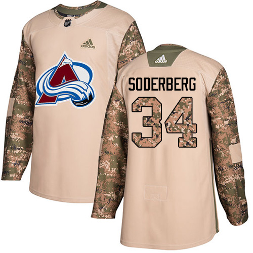 Adidas Colorado Avalanche #34 Carl Soderberg Camo Authentic 2017 Veterans Day Stitched Jersey Men's