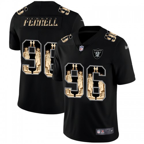 Las Vegas Las Vegas Raiders #96 Clelin Ferrell Carbon Black Vapor Statue Of Liberty Limited Jersey Men's