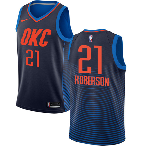 Oklahoma City Thunder #21 Andre Roberson Navy Blue Womens Swingman Statement Edition Jersey Womens