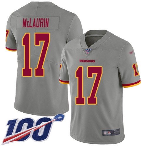 Commanders #17 Terry McLaurin Gray Youth Stitched Limited Inverted Legend 100th Season Jersey