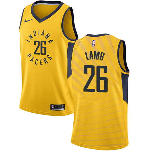 Indiana Pacers #26 Jeremy Lamb Gold Swingman Statement Edition Jersey Mens