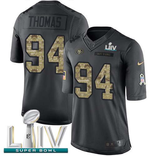 San Francisco 49ers #94 Solomon Thomas Black Super Bowl LIV 2020 Men's Stitched Limited 2016 Salute to Service Jersey Men's