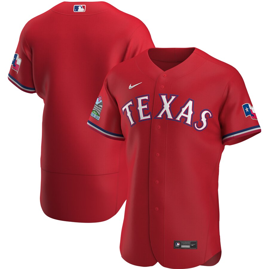 Texas Rangers Men's Scarlet Alternate 2020 Authentic Team Jersey