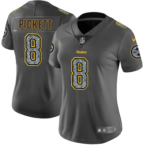 Steelers #8 Kenny Pickett Gray Static Women's Stitched Vapor Untouchable Limited Jersey