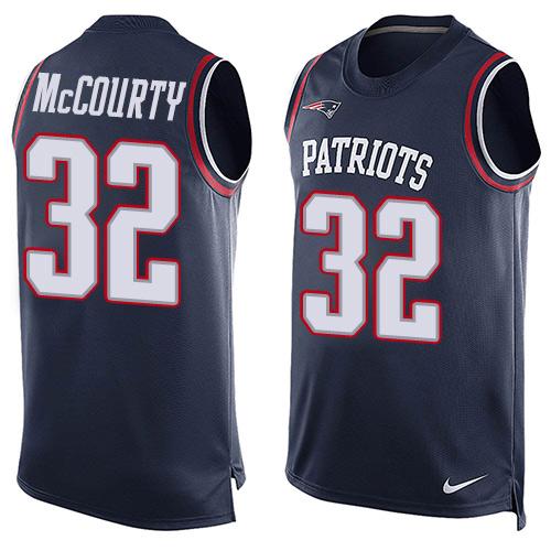 Patriots #32 Devin McCourty Navy Blue Team Color Men's Stitched Limited Tank Top Jersey