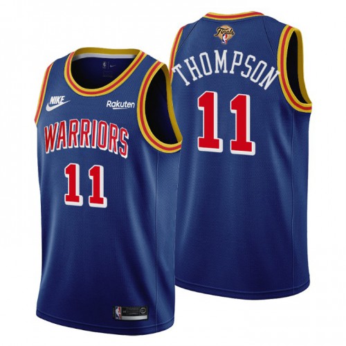 Golden State Golden State Warriors #11 Klay Thompson Mens Releases Classic Edition 2022 Finals 75th Anniversary Jersey Blue Mens