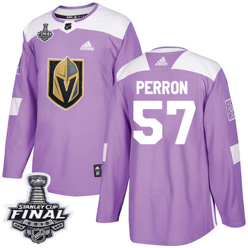 Adidas Golden Vegas Golden Knights #57 David Perron Purple Authentic Fights Cancer 2018 Stanley Cup Final Stitched Youth Jersey Youth