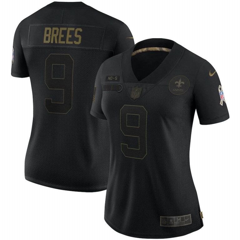 New Orleans Saints #9 Drew Brees Women's 2020 Salute To Service Limited Jersey Black