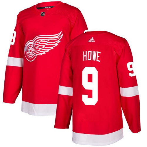 Adidas Detroit Red Wings #9 Gordie Howe Red Home Authentic Stitched Jersey Men's