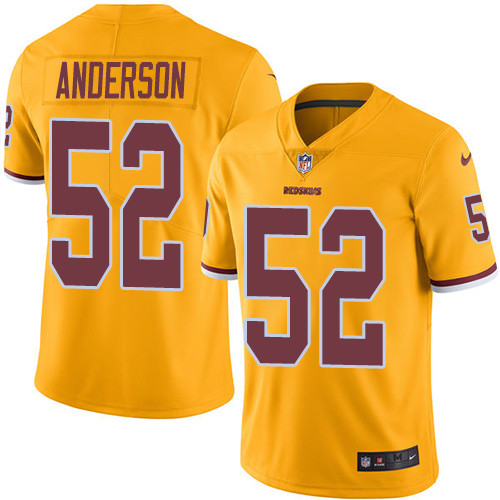 Washington Commanders #52 Ryan Anderson Gold Men's Stitched Limited Rush Jersey Men's
