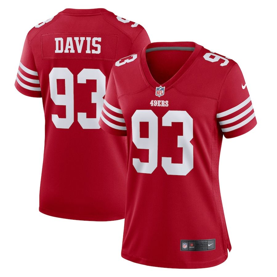 San Francisco 49ers #93 Kalia Davis Scarlet Women's 2022-23 Game Jersey