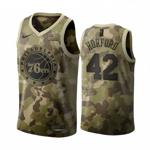 Philadelphia 76ers #42 Al Horford 2019 Salute to Service Desert Camo Jersey Mens