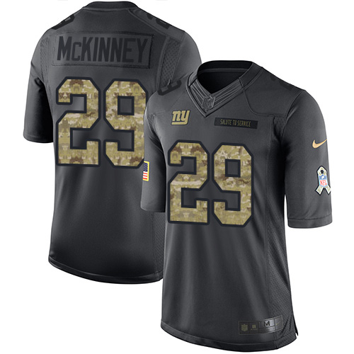 New York Giants #29 Xavier McKinney Black Men's Stitched Limited 2016 Salute to Service Jersey Men's
