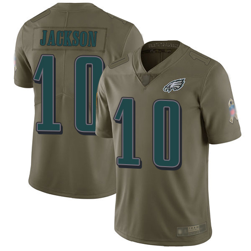 Philadelphia Eagles #10 DeSean Jackson Olive Men's Stitched Limited 2017 Salute To Service Jersey Men's
