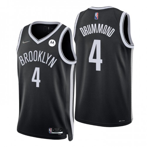 Brooklyn Nets #4 Andre Drummond Black Swingman Icon Edition Jersey Mens