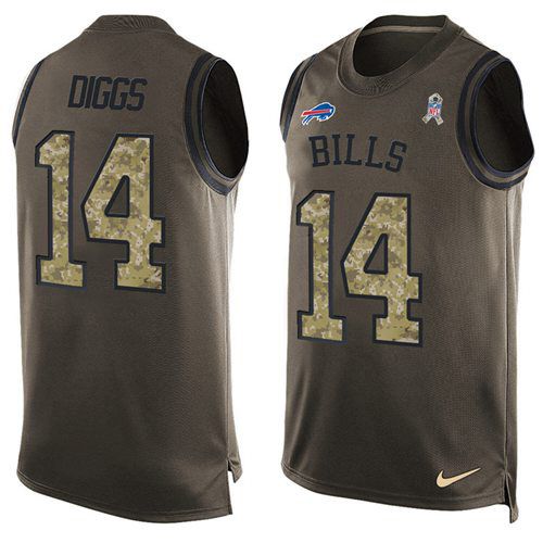 Bills #14 Stefon Diggs Green Men's Stitched Limited Salute To Service Tank Top Jersey