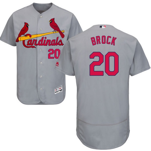 St.Louis Cardinals #20 Lou Brock Grey Flexbase Authentic Collection Stitched Jersey Men's