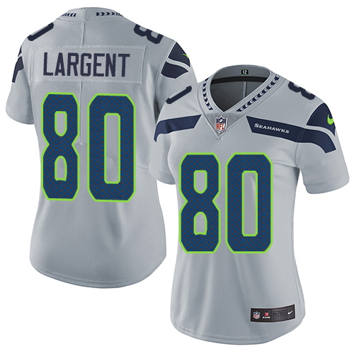 Seahawks #80 Steve Largent Grey Alternate Women's Stitched Vapor Untouchable Limited Jersey