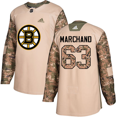Adidas Boston Bruins #63 Brad Marchand Camo Authentic 2017 Veterans Day Youth Stitched Jersey Youth
