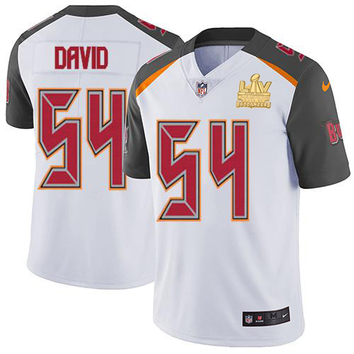 Buccaneers #54 Lavonte David White Youth Super Bowl LV Champions Patch Stitched Vapor Untouchable Limited Jersey