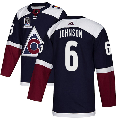 Adidas Colorado Avalanche #6 Erik Johnson Navy Youth 2022 Stanley Cup Champions Alternate Authentic Stitched Jersey Youth