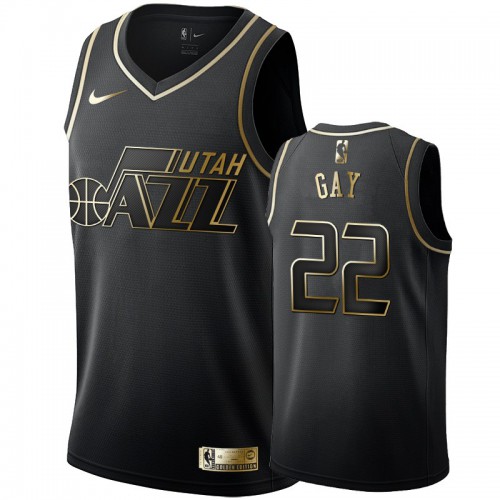 Utah Jazz #22 Rudy Gay Womens Black Golden Edition Swingman Jersey Womens