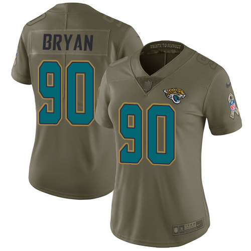 Jacksonville Jaguars #90 Taven Bryan Olive Women's Stitched Limited 2017 Salute to Service Jersey Womens