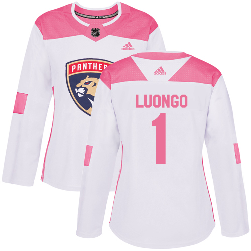 Adidas Florida Panthers #1 Roberto Luongo White/Pink Authentic Fashion Women's Stitched Jersey Womens