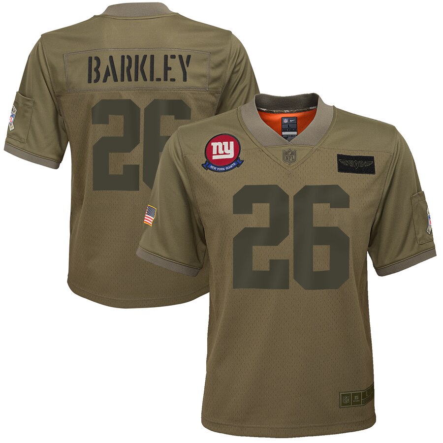 Youth New York Giants #26 Saquon Barkley Camo 2019 Salute To Service Game Jersey