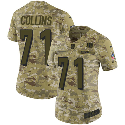 Bengals #71 La'el Collins Camo Women's Stitched Limited 2018 Salute To Service Jersey
