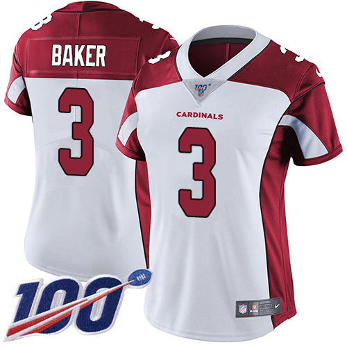 Cardinals #3 Budda Baker White Women's Stitched 100th Season Vapor Untouchable Limited Jersey