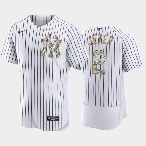 New York New York Yankees #2 Derek Jeter Men's Diamond Edition Jersey - Navy Men's