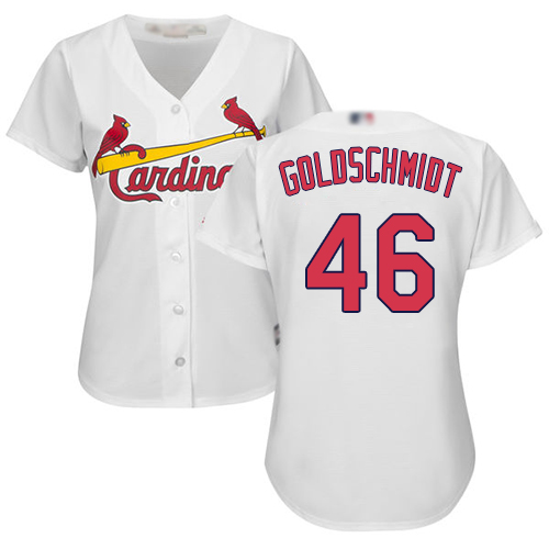 St.Louis Cardinals #46 Paul Goldschmidt White Home Women's Stitched Jersey Womens