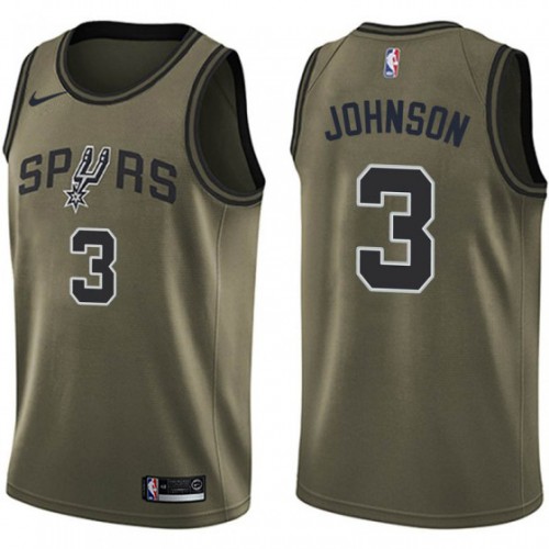 San Antonio Spurs #3 Keldon Johnson Green Youth Swingman Salute to Service Jersey Youth
