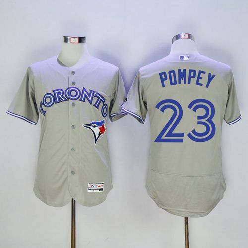 Toronto Blue Jays #23 Dalton Pompey Grey Flexbase Authentic Collection Stitched Jersey Men's