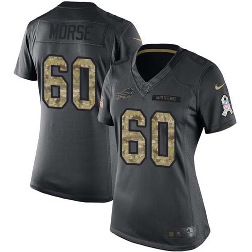 Buffalo Bills #60 Mitch Morse Black Women's Stitched Limited 2016 Salute to Service Jersey Womens