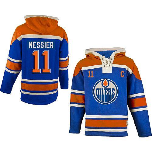 Edmonton Oilers #11 Mark Messier Light Blue Sawyer Hooded Sweatshirt Stitched Jersey Men's