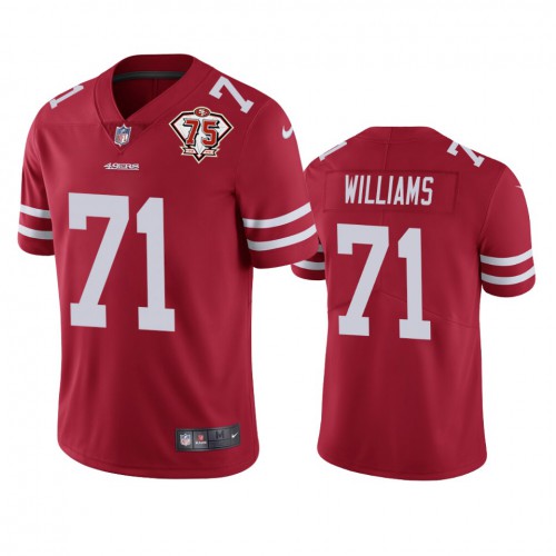 San Francisco 49ers #71 Trent Williams Red Men's 75th Anniversary Stitched Vapor Untouchable Limited Jersey Men's
