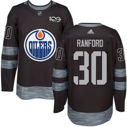 Adidas Edmonton Oilers #30 Bill Ranford Black 1917-2017 100th Anniversary Stitched Jersey Men's