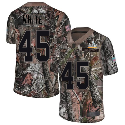 Buccaneers #45 Devin White Camo Youth Super Bowl LV Bound Stitched Limited Rush Realtree Jersey