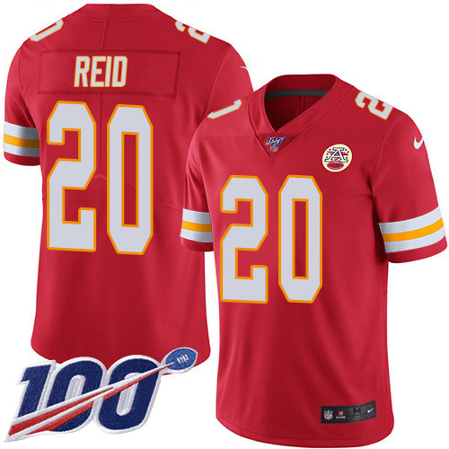 Kansas City Chiefs #20 Justin Reid Red Team Color Youth Stitched 100th Season Vapor Limited Jersey Youth