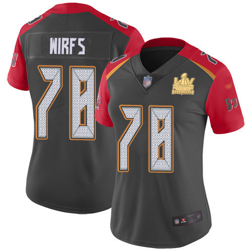 Tampa Bay Buccaneers #78 Tristan Wirfs Gray Women's Super Bowl LV Champions Patch Stitched Limited Inverted Legend Jersey Womens