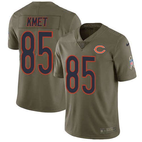 Chicago Bears #85 Cole Kmet Olive Men's Stitched Limited 2017 Salute To Service Jersey Men's