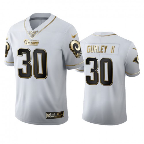 Los Angeles Los Angeles Rams #30 Todd Gurley II Men's White Golden Edition Vapor Limited 100 Jersey Men's
