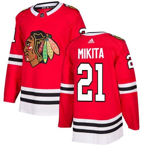 Adidas Chicago Blackhawks #21 Stan Mikita Red Home Authentic Stitched Jersey Men's