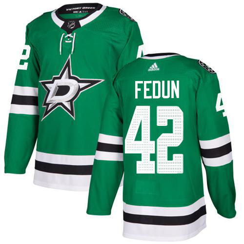 Adidas Dallas Stars #42 Taylor Fedun Green Home Authentic Stitched Jersey Men's