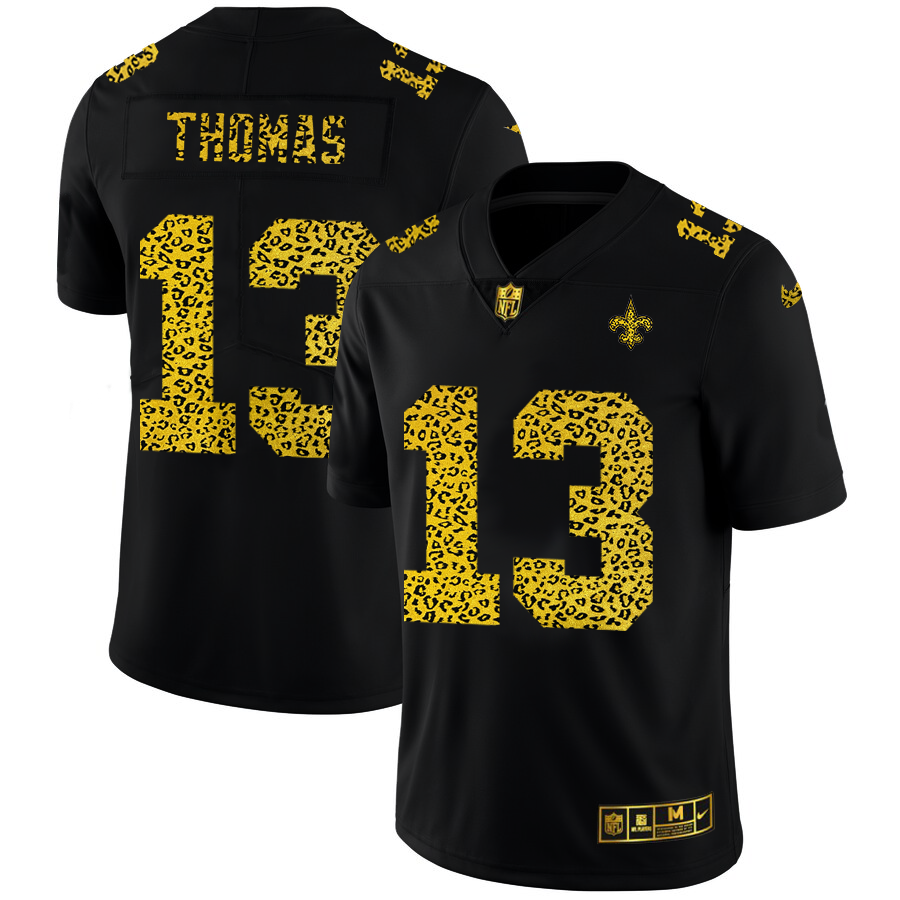 New Orleans Saints #13 Michael Thomas Men's Leopard Print Fashion Vapor Limited Jersey Black
