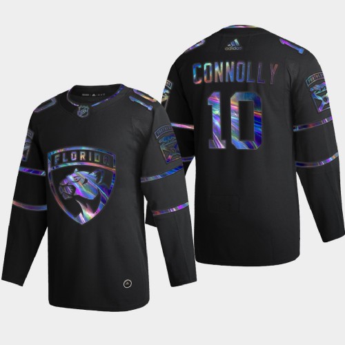 Florida Florida Panthers #10 Brett Connolly Men's Iridescent Holographic Collection Jersey - Black Men's