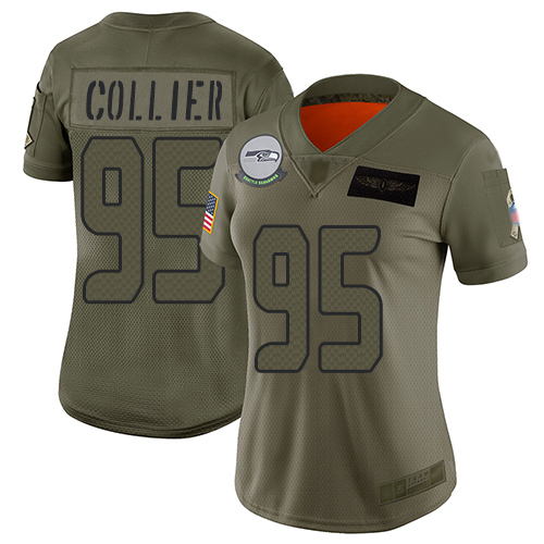 Seattle Seahawks #95 L.J. Collier Camo Women's Stitched Limited 2019 Salute to Service Jersey Womens